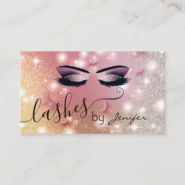 Carte De Visite Papillon scintillant brillant de luxe maquillage (Devant)