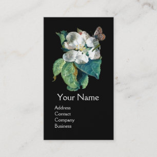 CARTE DE VISITE PAPILLON SUR LA FLEUR BLANCHE, MONOGRAMME FLORAL
