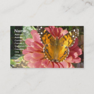 Carte De Visite Papillon sur une Zinnia rose