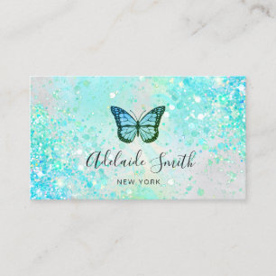 Carte De Visite papillon vert aqua simulé parties scintillant à co