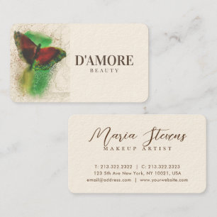 Carte De Visite Papillon vert d'aquarelle professionnel
