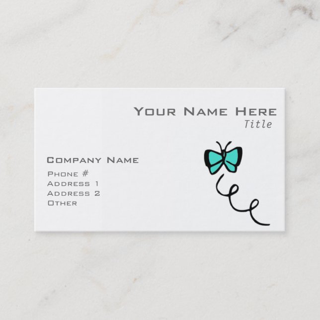 Carte De Visite Papillon vert turquoise (Devant)