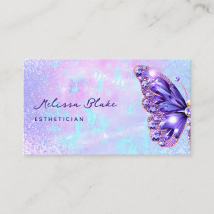 Carte De Visite papillon violet gemmes faux pastel parties scintil