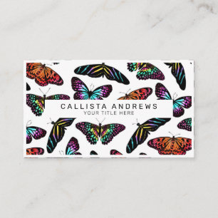 Carte De Visite Papillons colorés Aquarelle Motif Monogramme