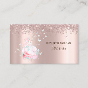 Carte De Visite Papillons de ballerine Confetti Rose Gold 