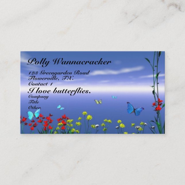 Carte De Visite Papillons et fleurs (Devant)