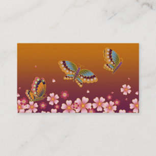 Carte De Visite Papillons japonais et sakura en fleurs Tons de la