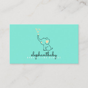 Carte De Visite Papillons rose éléphant mignons NEON gREEN