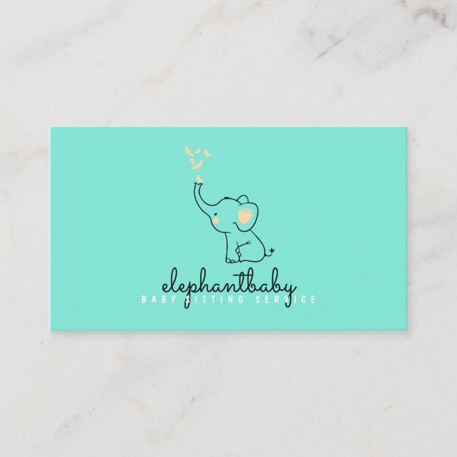 Carte De Visite Papillons rose éléphant mignons NEON gREEN (Devant)