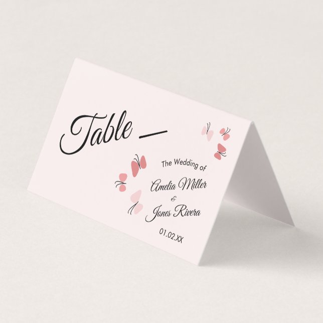 Carte De Visite Papillons roses Jardin Mariage romantique (Devant)