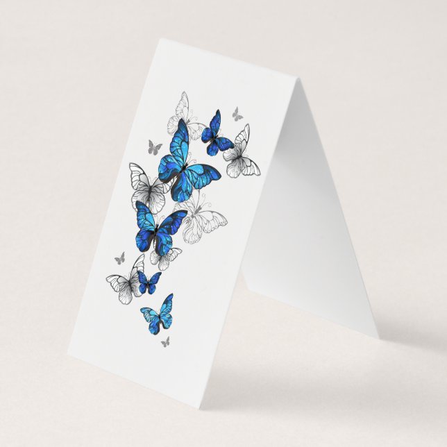 Carte De Visite Papillons volants bleus Morpho (Dos)