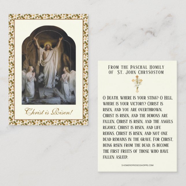 Carte De Visite Pâques Résurrection de la prière du Christ Pascal (Devant / Derrière)