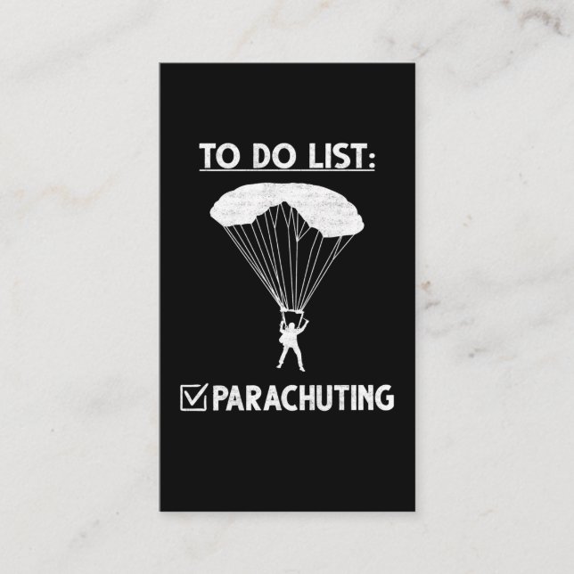 Carte De Visite Parachute Skydiver Célébration Adrénaline Lover (Devant)