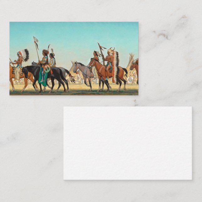 Carte De Visite Parade des guerriers par Maynard Dixon (Devant / Derrière)