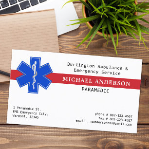 Carte De Visite Parameded EMS EMT Urgence Médicale Star Of Life