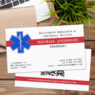Carte De Visite Paramètre EMS EMT Ambulance Star Of Life QR Code