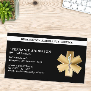 Carte De Visite Paramètre personnalisé EMT EMS Emergency Médicale 