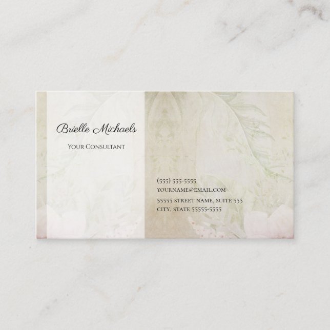 Carte De Visite Parchemin floral élégant pour n'importe quelle pro (Devant)