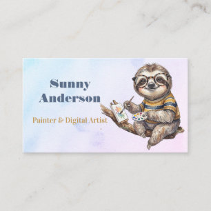 Carte De Visite Paresseux Mignon avec des Lunettes Peinture Aquare
