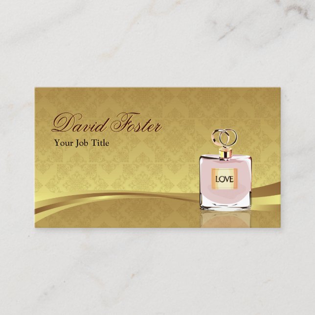 Carte De Visite Parfum Bouteille de parfum Élégant Damas Feuille d (Devant)