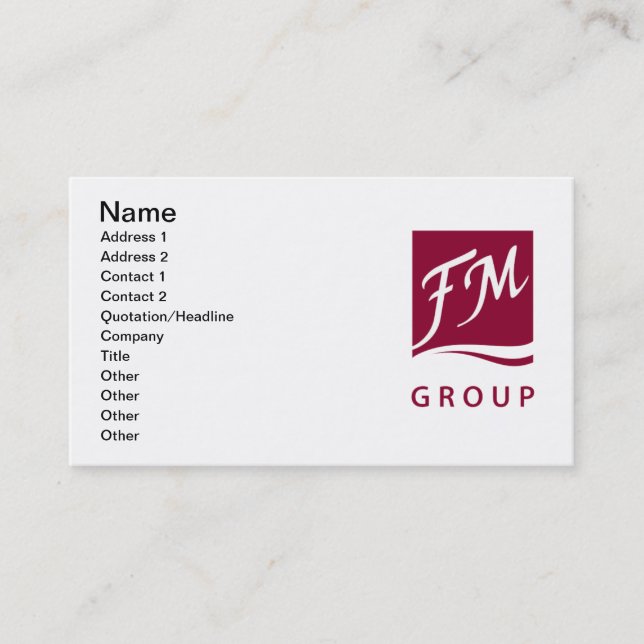 Carte De Visite Parfum de groupe de FM (Devant)