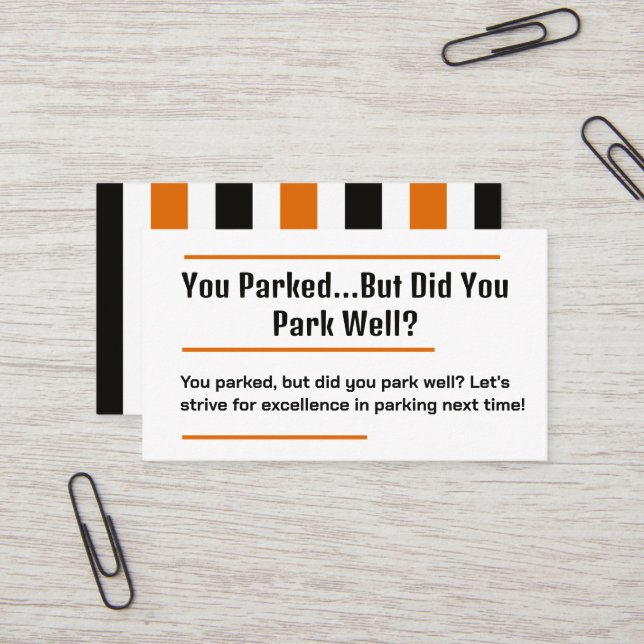 Carte De Visite Parking incorrect (Devant/Arrière en situation)