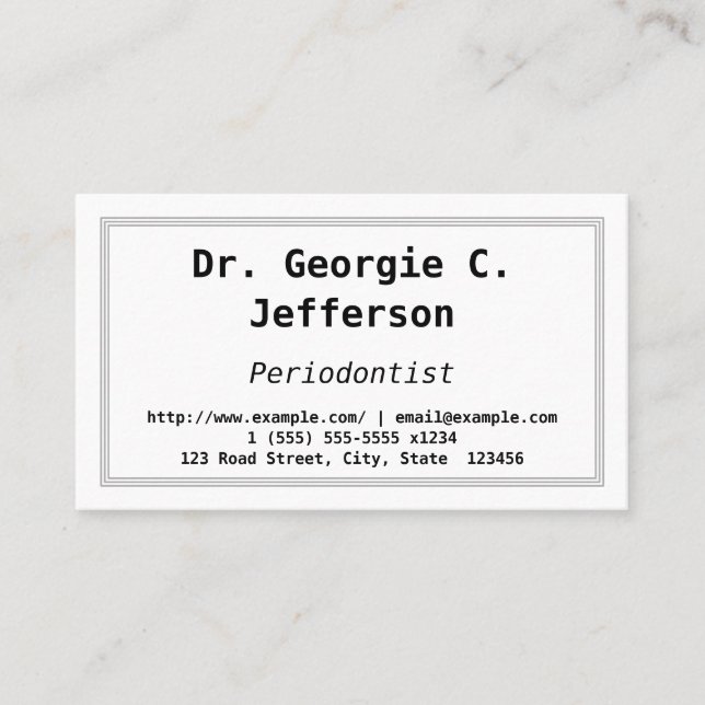 Carte de visite parodontiste simple et à clé basse (Devant)