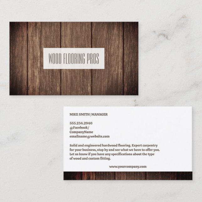 Carte De Visite Parquet | Construction de menuiserie (Devant / Derrière)