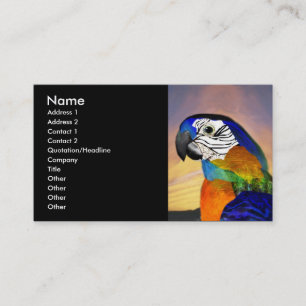 Carte De Visite PARROS HYPER / ARA ROUGE ET BLEU, noir