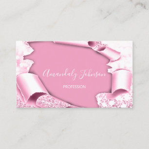Carte De Visite Parties scintillant 3D    en verre rose Rose
