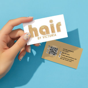 Carte De Visite Parties scintillant à cheveux d'or Typographie Sty