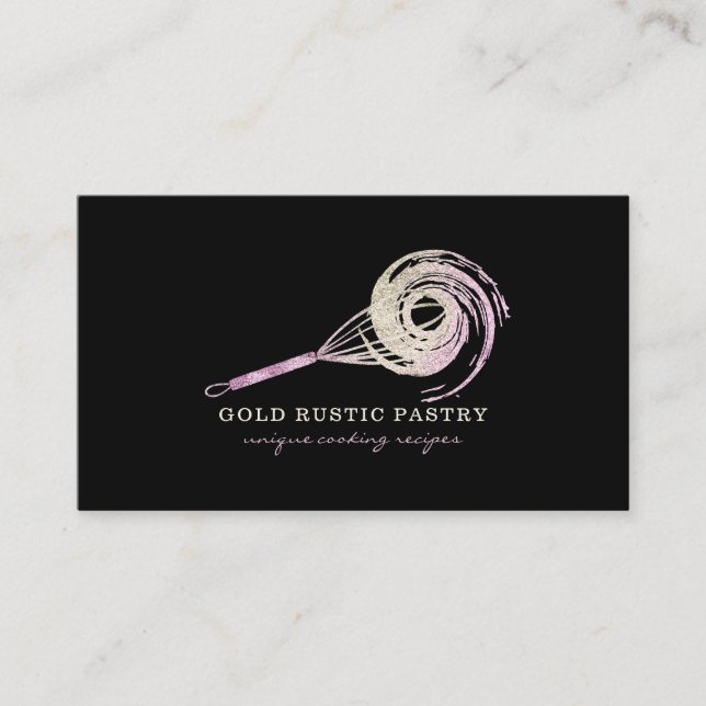 Carte De Visite Parties scintillant  à étincelles Rose or boulange (Devant)