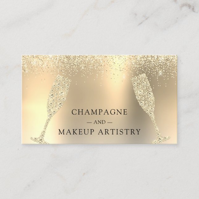 Carte De Visite Parties scintillant à huile de champagne et maquil (Devant)
