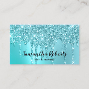 Carte De Visite parties scintillant à la menthe bleu marine élé