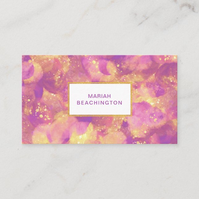 Carte De Visite *~* Parties scintillant Abstraite or violet jaune  (Devant)