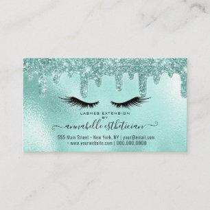 Carte De Visite Parties scintillant Aqua Eyelash Extension Rendez-