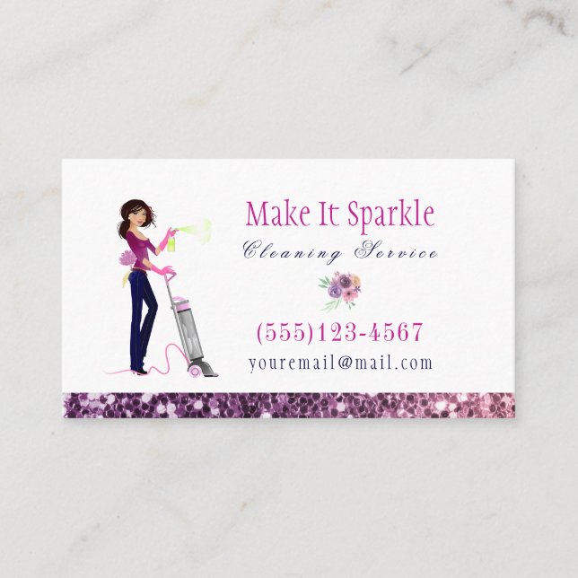 Carte De Visite Parties scintillant Aquarelle Cartoon Services de  (Devant)