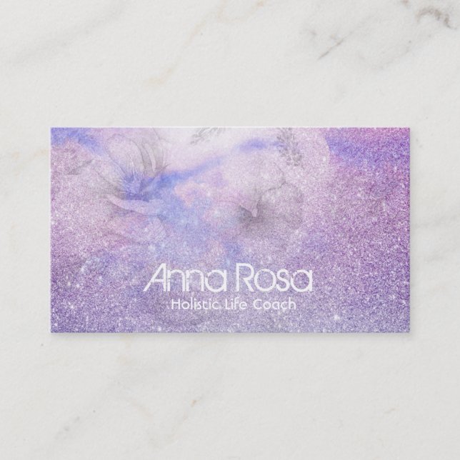 Carte De Visite *~* Parties scintillant Aquarelle Fleur Lavande Ma (Devant)