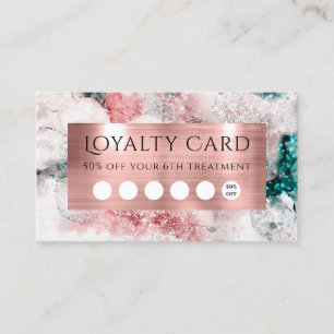 Carte De Visite Parties scintillant aquarelle rose feuille or cart