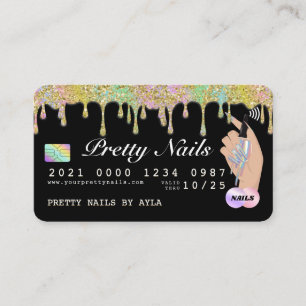 Carte De Visite Parties scintillant arc-en-ciel - Holographie - cr