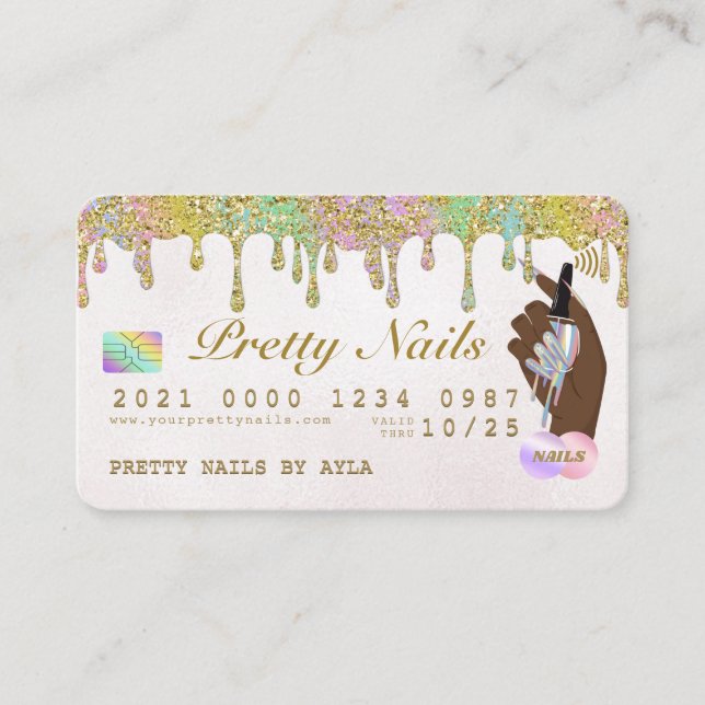 Carte De Visite Parties scintillant arc-en-ciel - Holographie - cr (Devant)