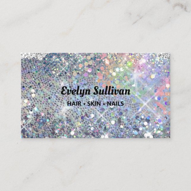 Carte de visite parties scintillant argent (Devant)