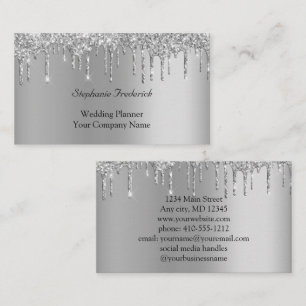 Carte De Visite Parties scintillant Argent Dérive Feminine Small B