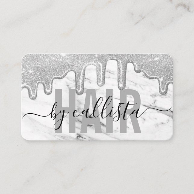 Carte De Visite Parties scintillant Argent  Drivers Marble Hair St (Devant)