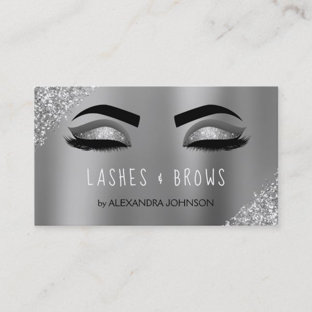 Carte De Visite Parties scintillant Argent Éclaircissement Eyelash (Devant)