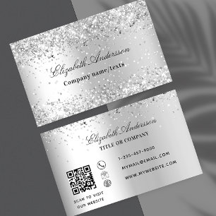 Carte De Visite Parties scintillant argent étincelante poussière é