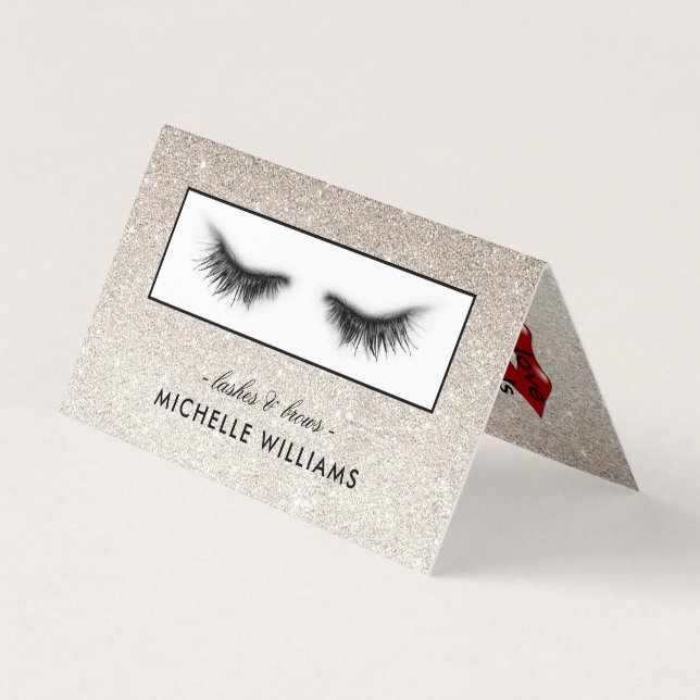 Carte De Visite Parties scintillant Argent Eyelashes PostCare Refe (Devant)