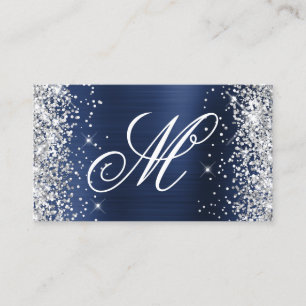 Carte De Visite Parties scintillant Argent Marine Bleu Pile fantai