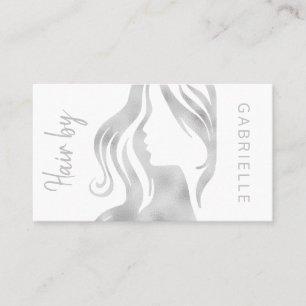 Carte De Visite Parties scintillant argent moderne gris et blanc s