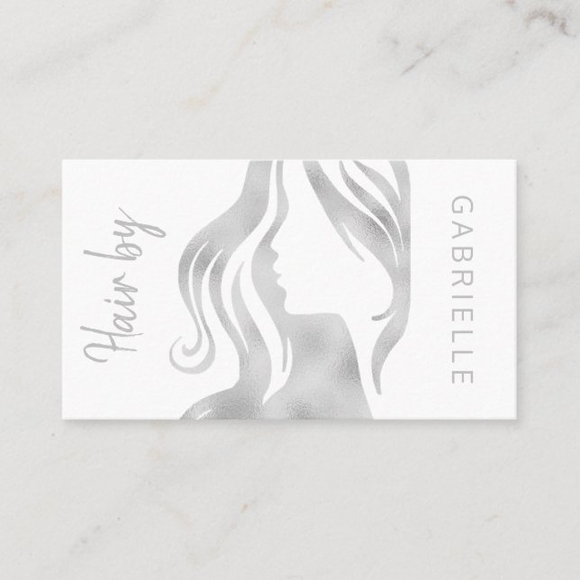 Carte De Visite Parties scintillant argent moderne gris et blanc s (Devant)